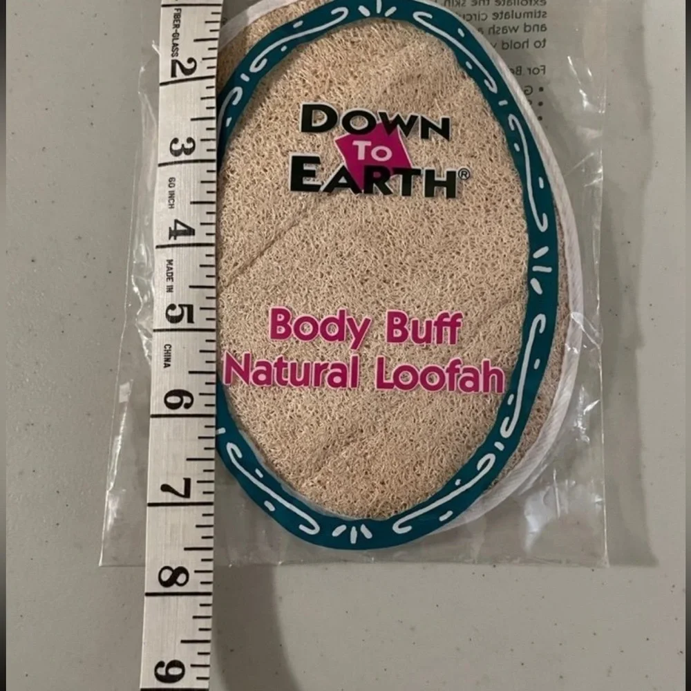 Down To Earth  Body Buff Loofah And Wooden  Massage Roller Both BRAND NEW!